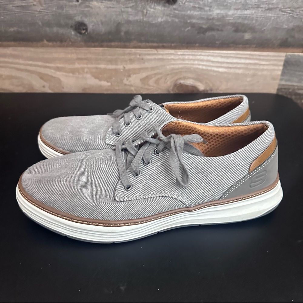 Skechers Mens Moreno Canvas Oxford Shoes 10.5 Business Casual Memory Foam Insole - Picture 2 of 11